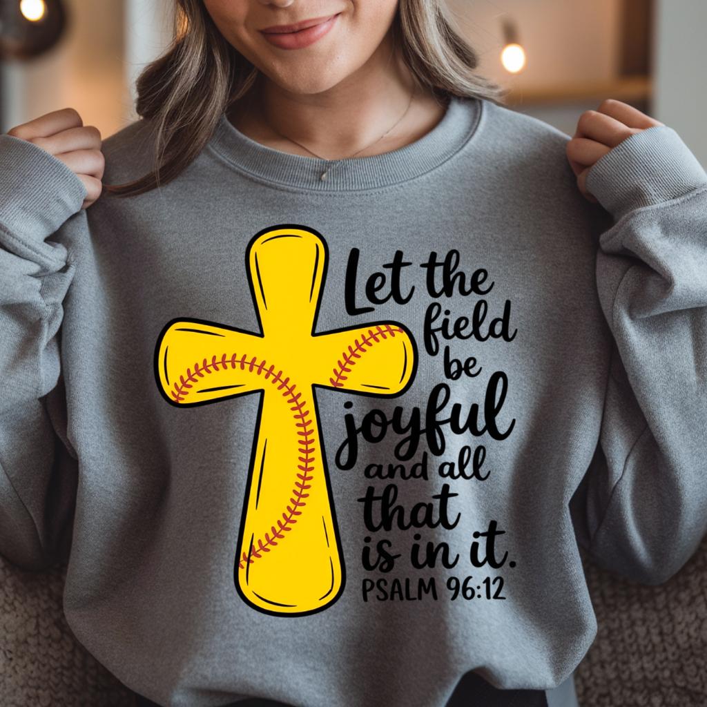 Faith Softball Cross PNG | Psalm 96:12 Christian Sublimation (digital ...
