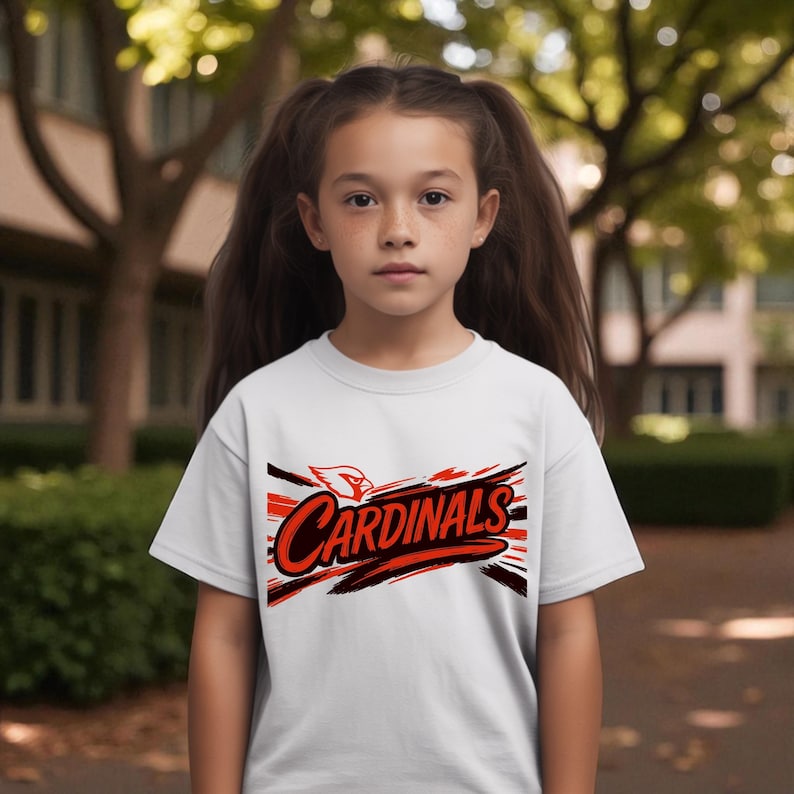 Cardenales PNG y SVG – Diseño de espíritu de equipo rojo – Gráfico de pincelada de mascota para camisetas – Descarga digital para Cricut y sublimación imagen 3