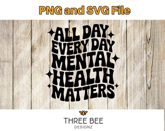Retro Mental Health Matters SVG PNG, positief afdrukbaar (digitale download)
