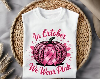 Pink Pumpkin Breast Cancer Awareness PNG | Leopard Ribbon Clipart (Digital Download)