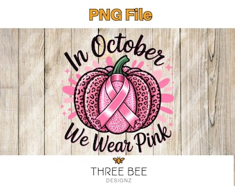 Breast Cancer Awareness Pumpkin PNG | Pink Leopard Print Ribbon (Digital Download)