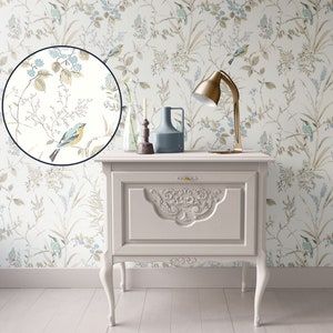 Dollhouse Wallpaper, Miniature 1:12, Cream  Floral; Peel & Stick or Premium Matte