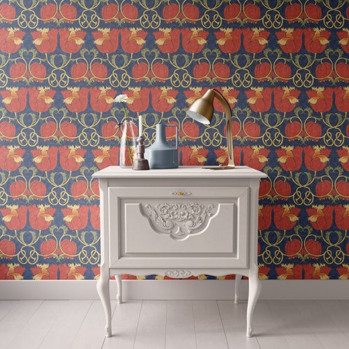 Dolls House Miniature Red Rose Wallpaper 