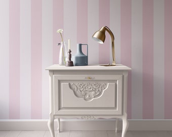 Dollhouse Wallpaper Miniature; Pink Striped Modern 1:12; Premium Matte or Peel & Stick