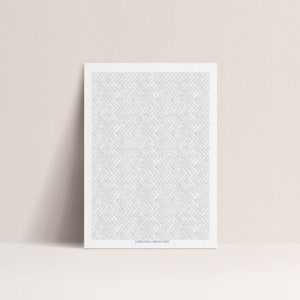 May include: A printable sheet of paper with a white and gray herringbone pattern. The paper is labeled "Cobble Hill Miniatures".