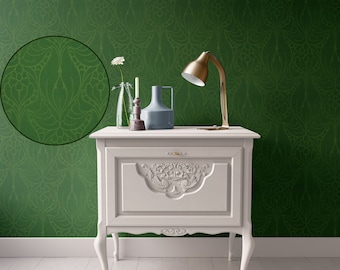 Dollhouse Wallpaper, 1:12 Miniature, Green Art Deco, Victorian