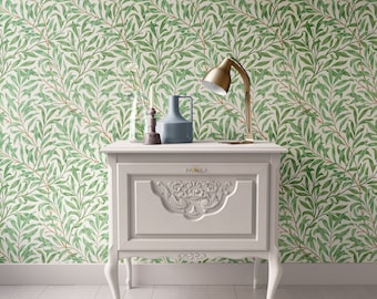 Dollhouse Wallpaper William Morris Branch Vine Miniature, Green Victorian