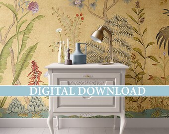 Dollhouse Wallpaper Gold Printable, DIGITAL DOWNLOAD, Miniature Printable