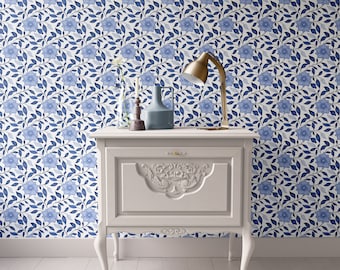 Dollhouse Wallpaper, 1:12 Miniature, Blue Country Floral