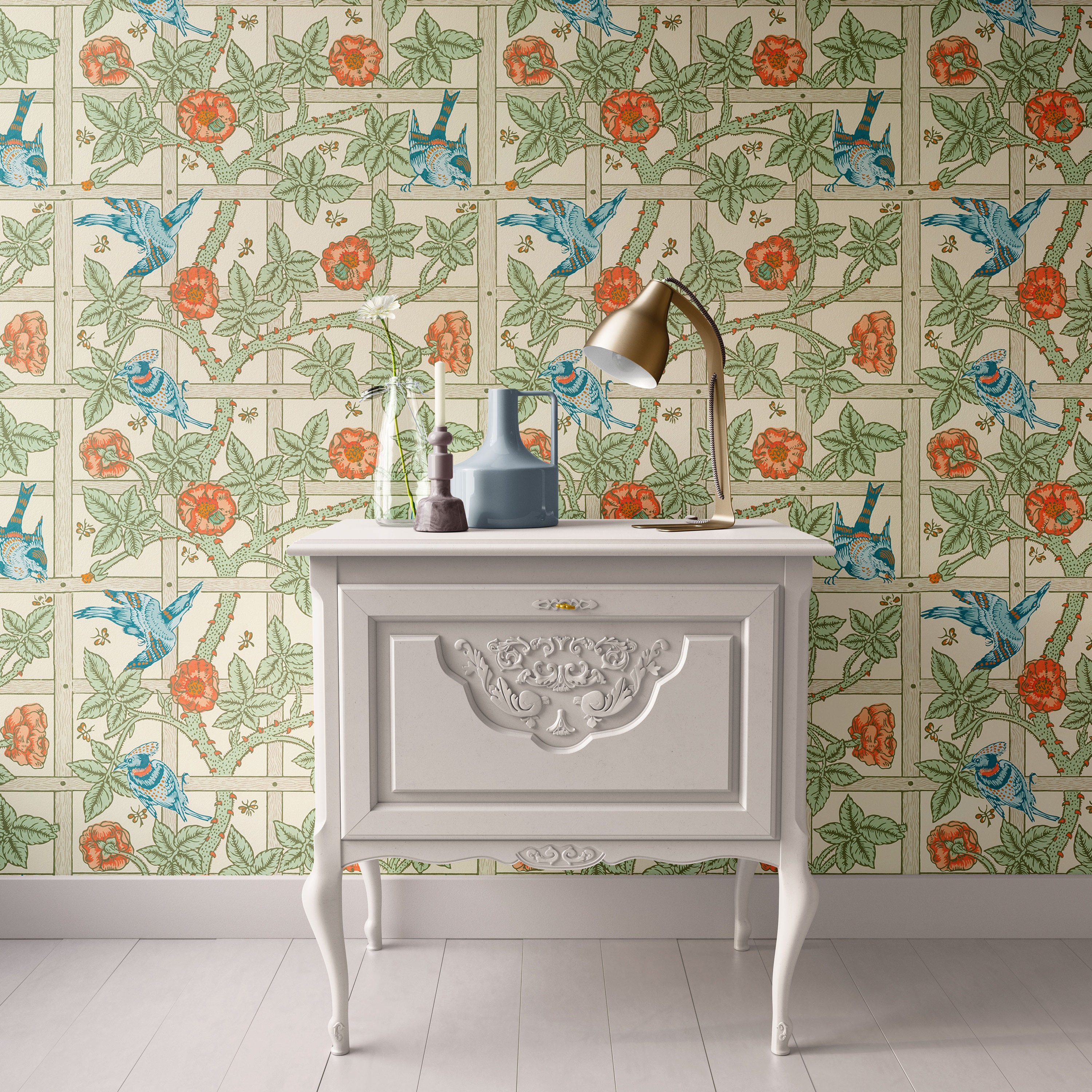 Dollhouse Wallpaper William Morris Trellis Bird and Vine - Etsy UK Dollhouse Wallpaper William Morris Trellis Bird and Vine - Etsy UK