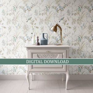 Puppenhaus Wallpaper Digital Download Printable, Miniatur 1:12; Creme Chinoiserie, Modern