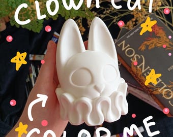 Clown Cat Figurine DIY for Painting Colouring