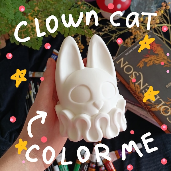Clown Cat Figurine DIY for Painting Colouring