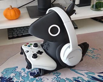 Black Bird Headphone and Controller Stand: Desk Organizer, Pen Holder