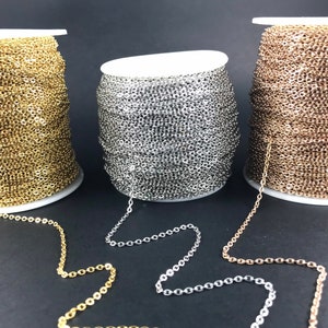 Non-tarnish stainless steel 2mm chain, gold, rose gold, silver 2mm links