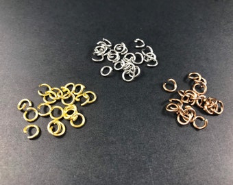 Stainless steel jump rings 5mm, 6mm, open jump rings gold, rose gold, silver stainless steel, jewelry supplies