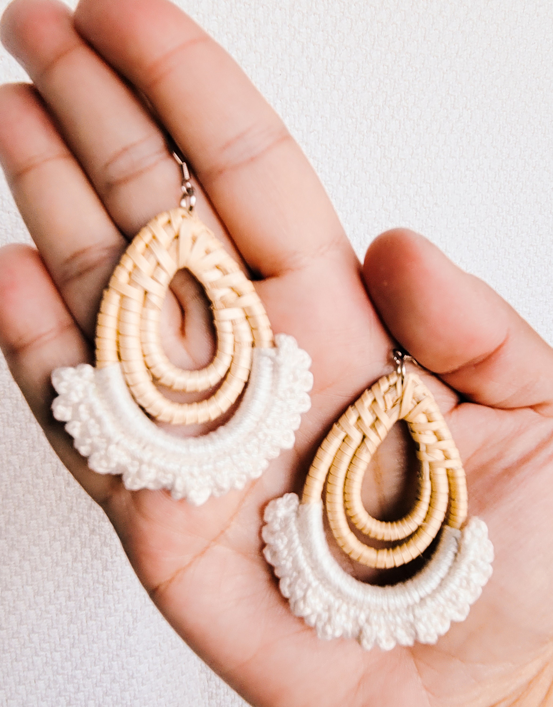 Rattan Earring Hand Woven Earring Natural Woven earring Etsy