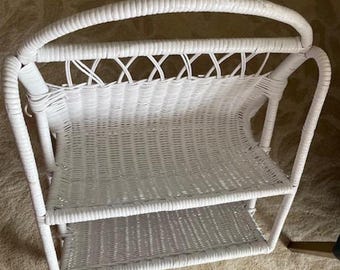 White Wicker Wall Shelf