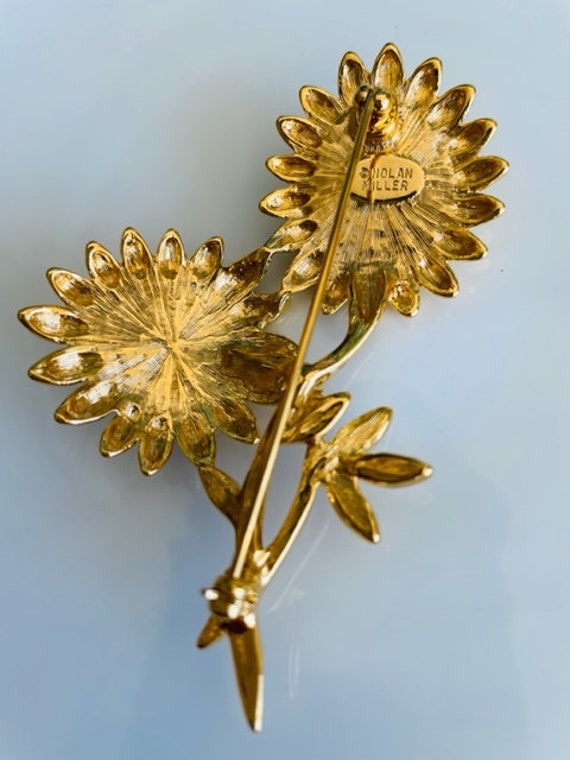 Nolan Miller Dbl Flower Brooch - image 3