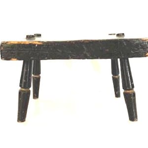 Black Painted Wooden Milking Stool