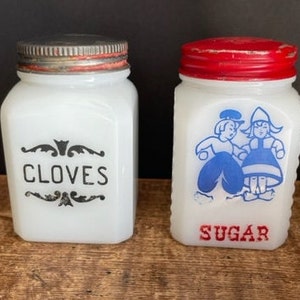 Milk Glass Spice Jars (2)