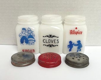 Milk Glass Spice Jars (3)