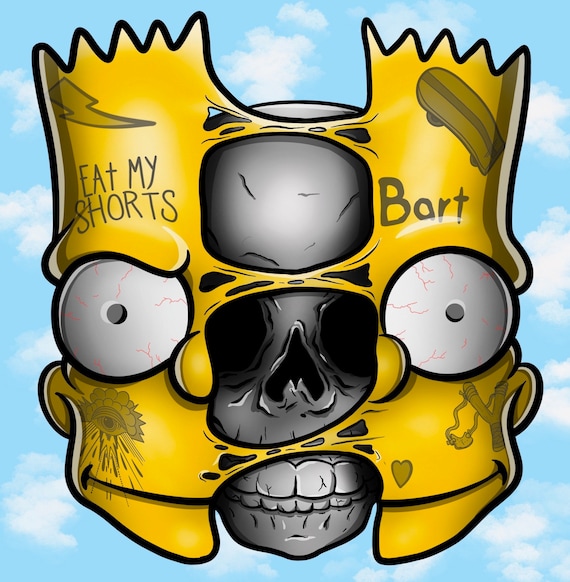 Bart Simpson Skull Sticker con tatuajes hechos de CUSTOM ART - Etsy España