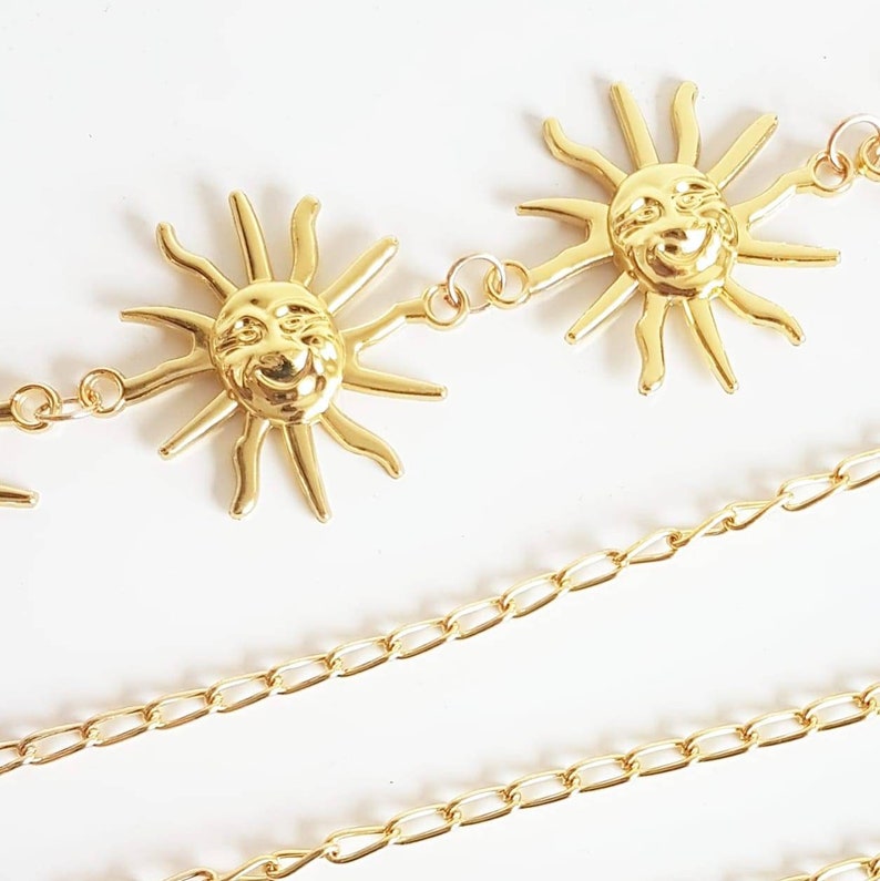 High Quality Gold Sun Chain Belt Celestial Silver 90s Vintage Etsy