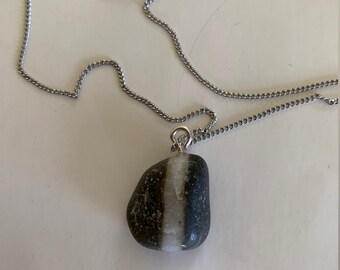 Beautiful Tumbled CoralCopper Wave Maine Beach Stone Jewelry Pendant Necklace