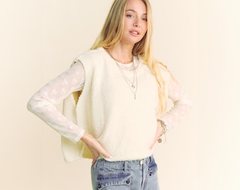 Fall Cream Sweater Vest, Fall Knit Sweater, Cream Sweater, Sweater Vest, Womens Sweater Vest, Knit Sweater Vest, Gift For Her