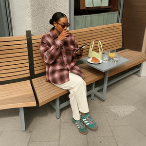Red New Plaid Shacket Button Front Shirt Jacket, Button Down Oversized Flannel Shirt, Fall Winter Blouse, Comfy Relaxed Fit