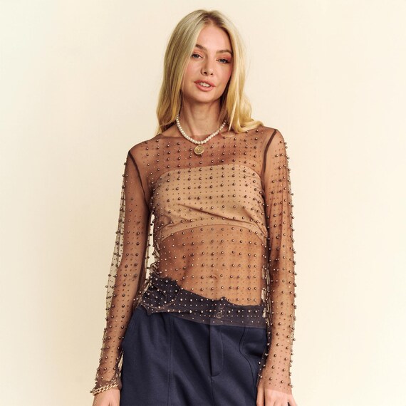 beaded mesh top