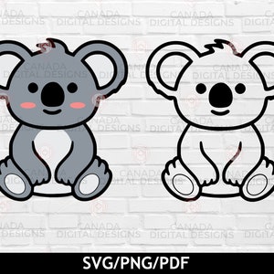 Cute koala svg, Koala bear svg, Cute animal svg, Australia svg, Koala clipart, Koala bear png, Svg for baby shirt, Cricut cut files