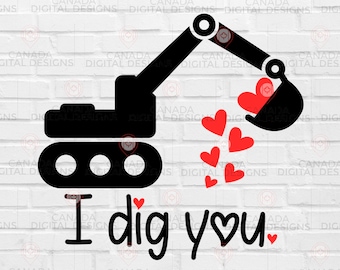 Ik graaf je svg, Jongens Valentijn svg, Valentijn graafmachine svg, Kids Valentijnsshirt png, Valentijn clipart, Valentijn svg voor jongens, dxf png