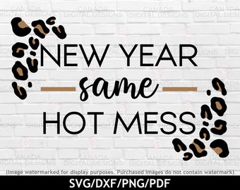 Año nuevo con el mismo desastre, SVG divertido de 2026, SVG con estampado de guepardo, SVG de Año Nuevo 2026, SVG exprés de desastre, Archivo SVG de Cricut, SVG de silueta