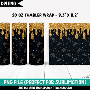 Vallende sterren tumbler wrap, Space tumbler png, Celestial print png, 20 oz skinny tumbler wrap png, Naadloze tumbler sublimatie