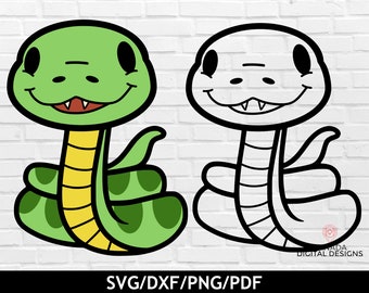 Uroczy wąż svg, clipart zwierząt dżungli, kreskówkowy wąż svg, nadruk małego węża, rok węża svg, warstwowy wąż svg, plik svg Cricut
