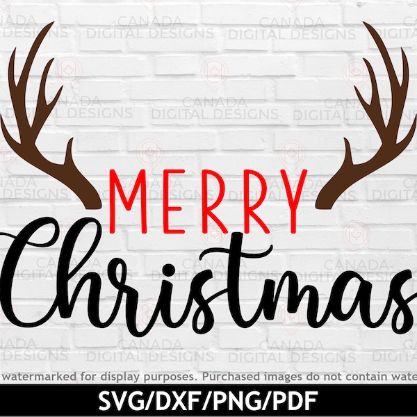 Merry Christmas svg, Farmhouse Christmas sign cut file, Reindeer antlers svg, Merry Christmas porch svg, Rustic Christmas vector, Cricut svg