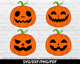 Pumpkin face svg bundle, Jack o lantern svg, Autumn clipart, Kids Halloween svg, Printable pumpkin decor, Halloween cut files, Cricut svg