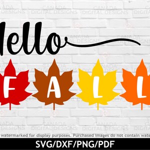 Hello fall svg, Farmhouse sign svg, Autumn leaves svg, Fall clipart, Hello sign svg, Hello fall laser cut file, Silhouette & Cricut svg file
