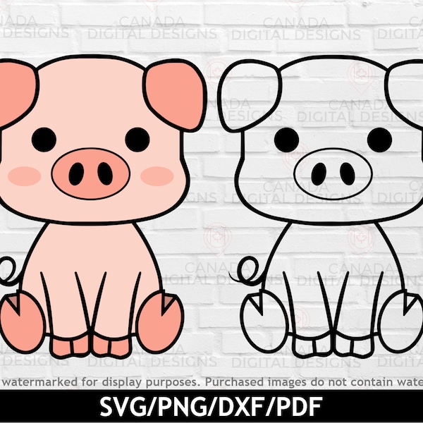 Cute pig svg, Farm animal svg, Cartoon pig clipart, Baby pig cut file, Layered pig svg, Farmhouse clipart, Cricut svg files, Silhouette file