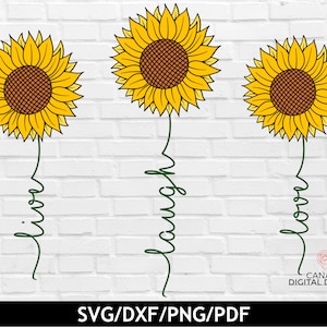 Live laugh love sonnenblume svg, Layered sunflower svg bundle, Inspirational quotes svg, Sunflower sublimation, Sunflower png, Cricut svg datei