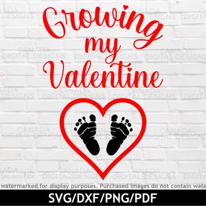 Crescendo meu dia dos namorados svg, pés de bebê coração svg, arquivo de corte de camisa de dia dos namorados para gravidez, camisa de maternidade svg, mamãe para ser svg, arquivo svg Cricut