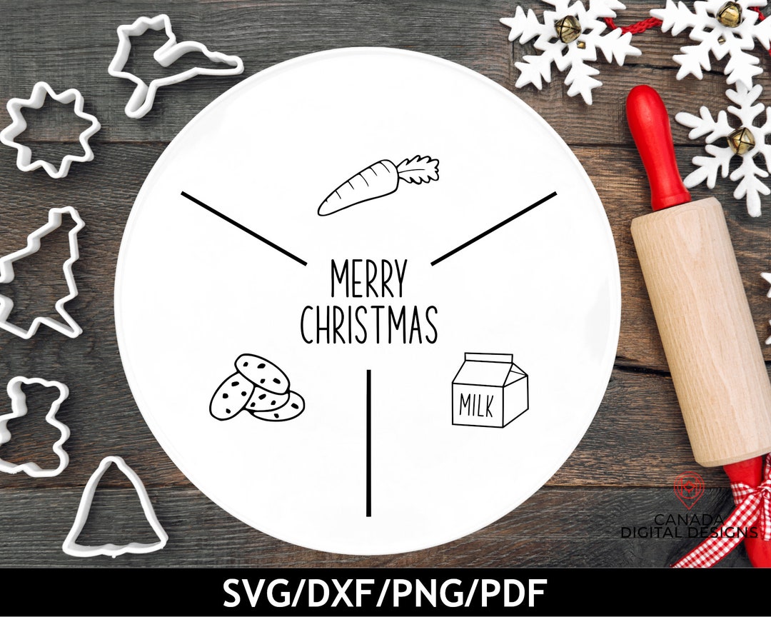 Minimalist Santa Plate Svg, Cookies for Santa Plate Svg, Kids Santa