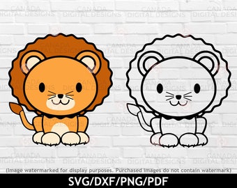 Cute lion svg, Animal svg, Layered svg, Jungle animal svg, Baby lion svg, Lion cub cut file, Lion clipart, Cricut svg files, Silhouette file