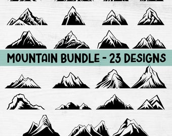 Mountain Silhouette SVG Bundle: Nature Landscape Cut Files (23 Designs)