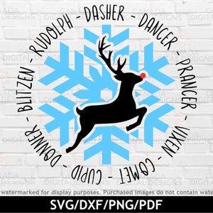 Rentier Namen svg, Weihnachten Zeichen svg, Santa's Rentier svg, Weihnachten Clipart, Urlaub Ornament svg, rustikale Veranda Zeichen svg, Cricut svg Datei