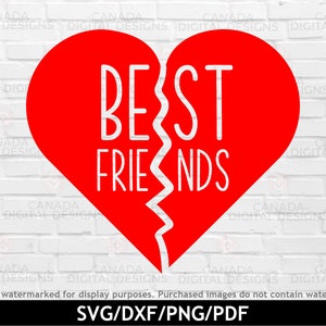 Melhores amigos svg, clipart de coração de melhores amigos, design de camisa de coração partido, citações de amigos svg, caneca de melhor amigo svg, arquivos Cricut svg