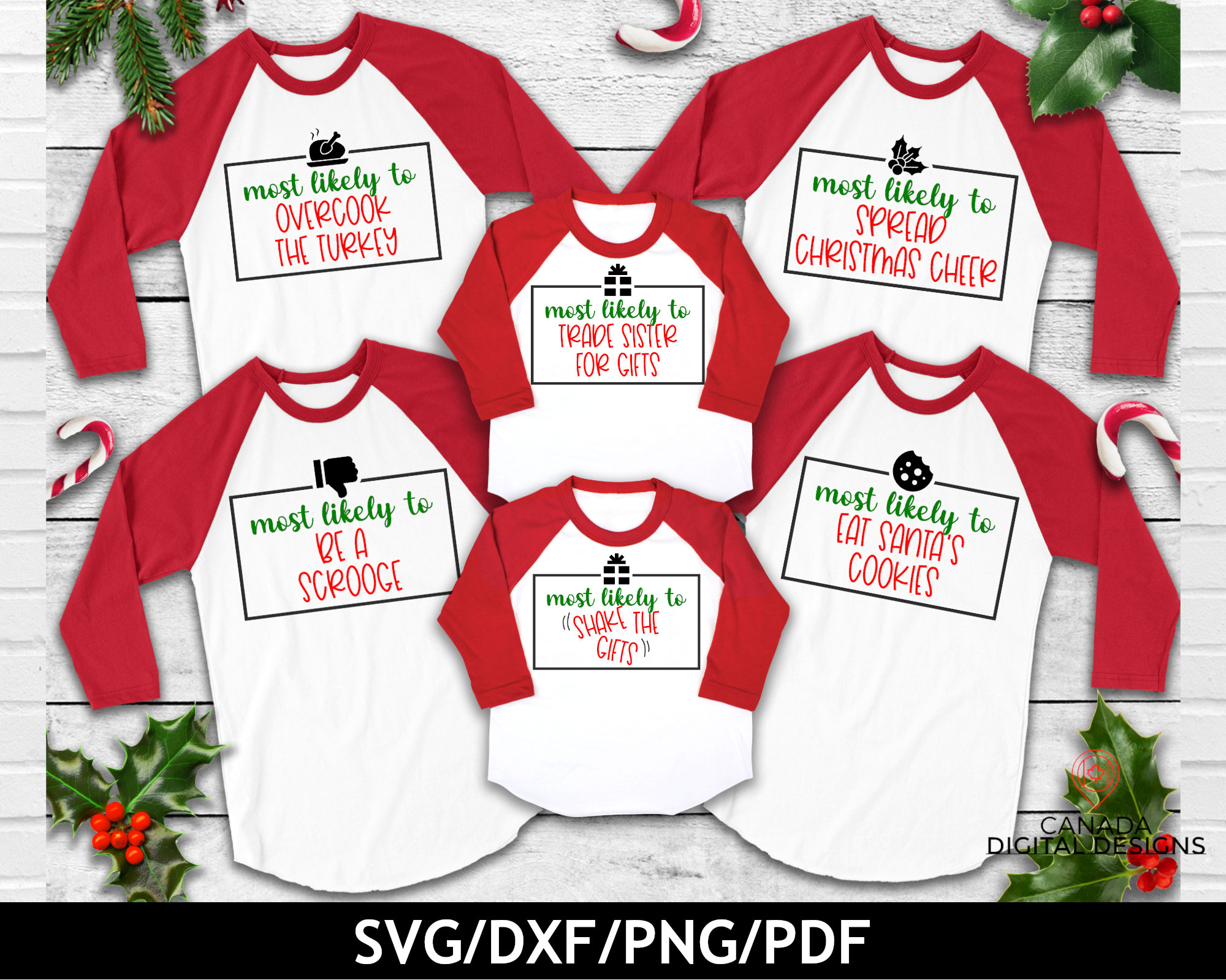 Matching Christmas Shirts Svg Bundle Most Likely to Christmas Etsy