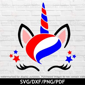 USA unicorn face svg, Cute 4th of july svg, Unicorn png, USA flag svg, Patriotic unicorn clipart, Fourth of july svg, Cricut svg files